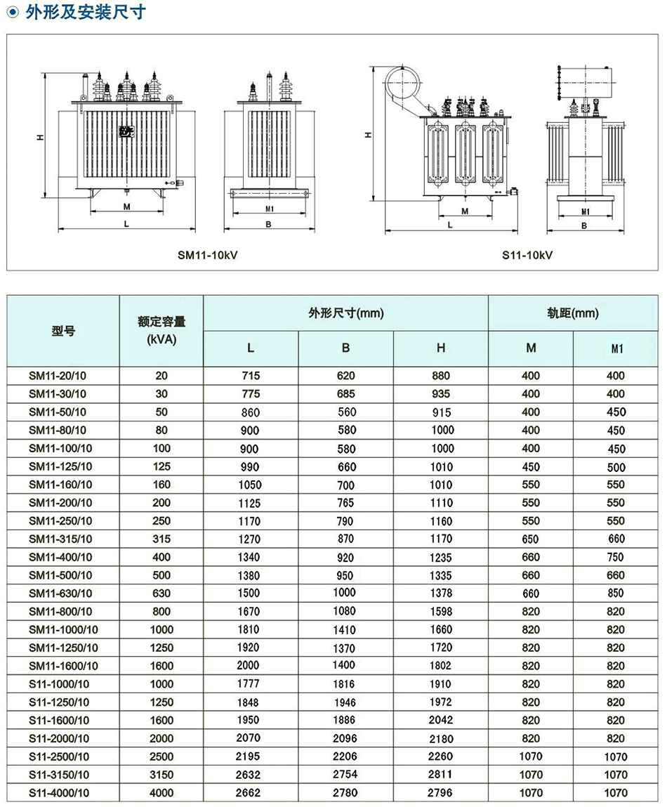 10kV級(ji)S11(M)係(xi)列雙繞(rao)組油(you)浸(jin)式配電變(bian)壓(ya)器